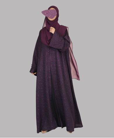Candy 3 Pc Set Abaya - Purple