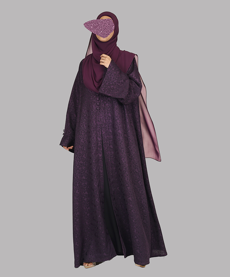 Candy 3 Pc Set Abaya - Purple