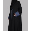 Denim 3 Pc Set Abaya - Black