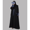 Denim 3 Pc Set Abaya - Black