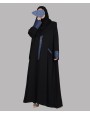 Denim 3 Pc Set Abaya - Black