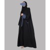 Denim 3 Pc Set Abaya - Black