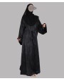 Satin-Dori 3 Pc Set Abaya - Black