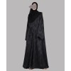 Satin-Dori 3 Pc Set Abaya - Black