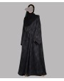 Satin-Dori 3 Pc Set Abaya - Black