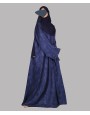 Satin-Dori 3 Pc Set Abaya - Navy