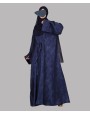 Satin-Dori 3 Pc Set Abaya - Navy