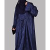 Satin-Dori 3 Pc Set Abaya - Navy