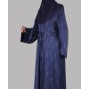 Satin-Dori 3 Pc Set Abaya - Navy