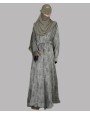 Satin-Dori 3 Pc Set Abaya - Olive
