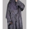Satin-Dori 3 Pc Set Abaya - Slate Grey