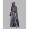 Satin-Dori 3 Pc Set Abaya - Slate Grey