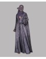 Satin-Dori 3 Pc Set Abaya - Slate Grey