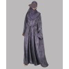 Satin-Dori 3 Pc Set Abaya - Slate Grey