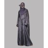Satin-Dori 3 Pc Set Abaya - Slate Grey