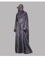 Satin-Dori 3 Pc Set Abaya - Slate Grey