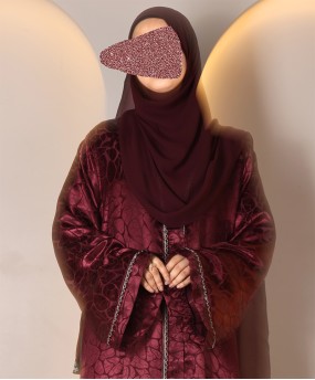 Abaya 3 Pc Set - Cherry Red