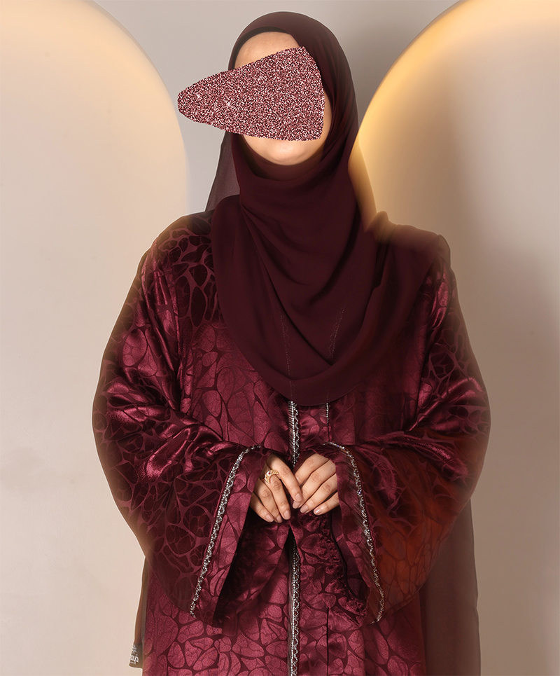 Abaya 3 Pc Set - Cherry Red