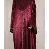 Abaya 3 Pc Set - Cherry Red
