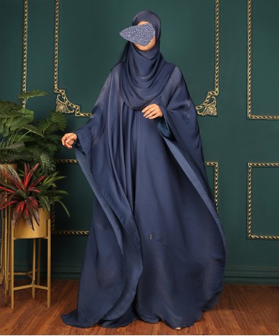 Daliya 4 Pc Set Abaya - Ink Blue