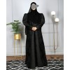 Jacquard Print Abaya - Black