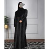 Jacquard Print Abaya - Black