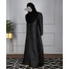 Jacquard Print Abaya - Black