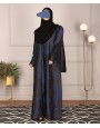 Jacquard Print Abaya - Blue