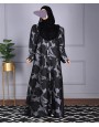 Jacquard Print Abaya - Grey