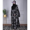 Jacquard Print Abaya - Grey