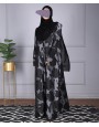 Jacquard Print Abaya - Grey