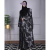 Jacquard Print Abaya - Grey