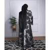 Jacquard Print Abaya - Grey