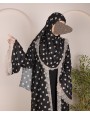 Polka Dot Abaya - Black