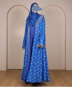 Polka Dot Abaya - Blue