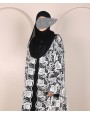 White Flower 4 Pc Set Abaya