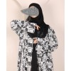White Flower 4 Pc Set Abaya