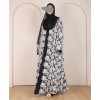 White Flower 4 Pc Set Abaya