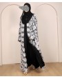 White Flower 4 Pc Set Abaya