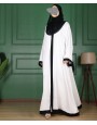 Satin Abaya Set – Black & White
