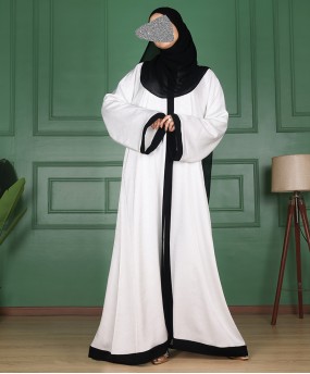 Satin Abaya Set – Black & White