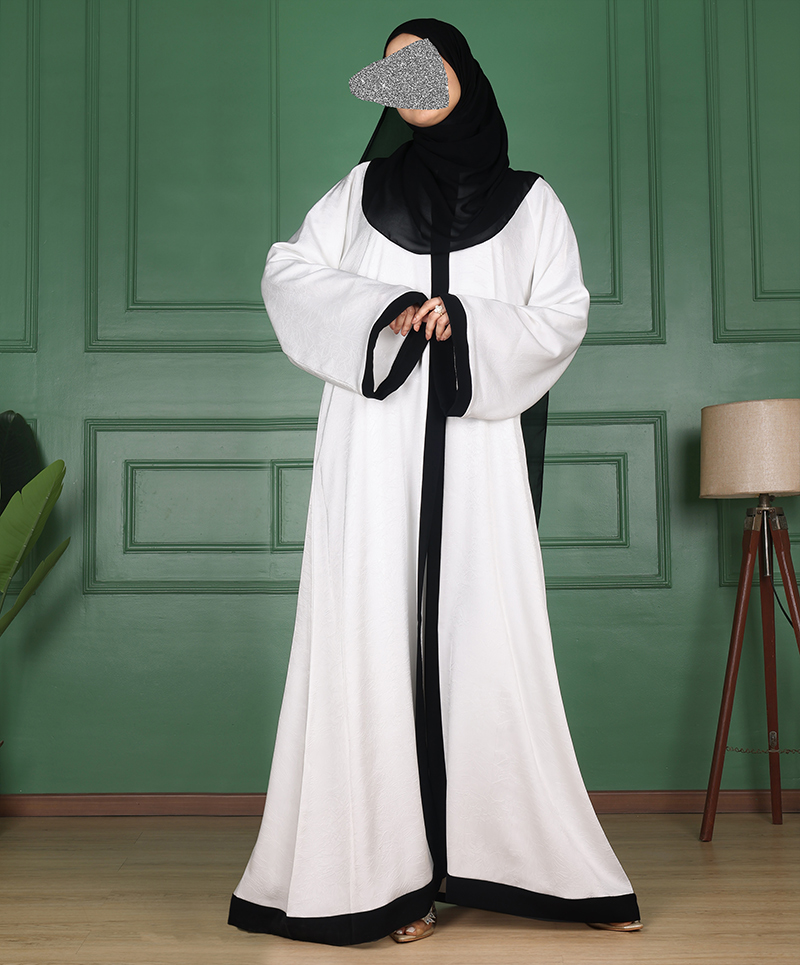 Satin Abaya Set – Black & White