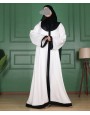Satin Abaya Set – Black & White
