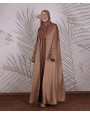 Coffee Animal Print 4 Pc Set Abaya