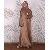 Coffee Animal Print 4 Pc Set Abaya