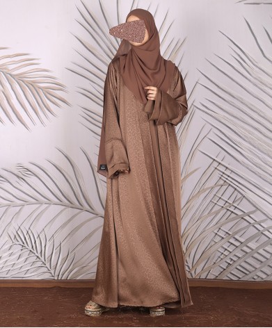 Coffee Animal Print 4 Pc Set Abaya