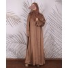 Coffee Animal Print 4 Pc Set Abaya