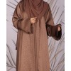 Coffee Animal Print 4 Pc Set Abaya