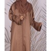 Coffee Animal Print 4 Pc Set Abaya
