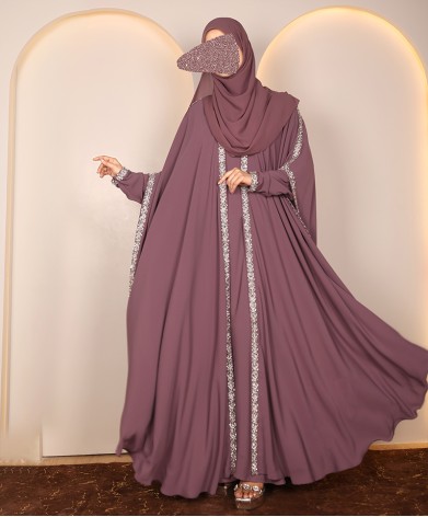 Lilac Diamond 4 Pc Set Abaya